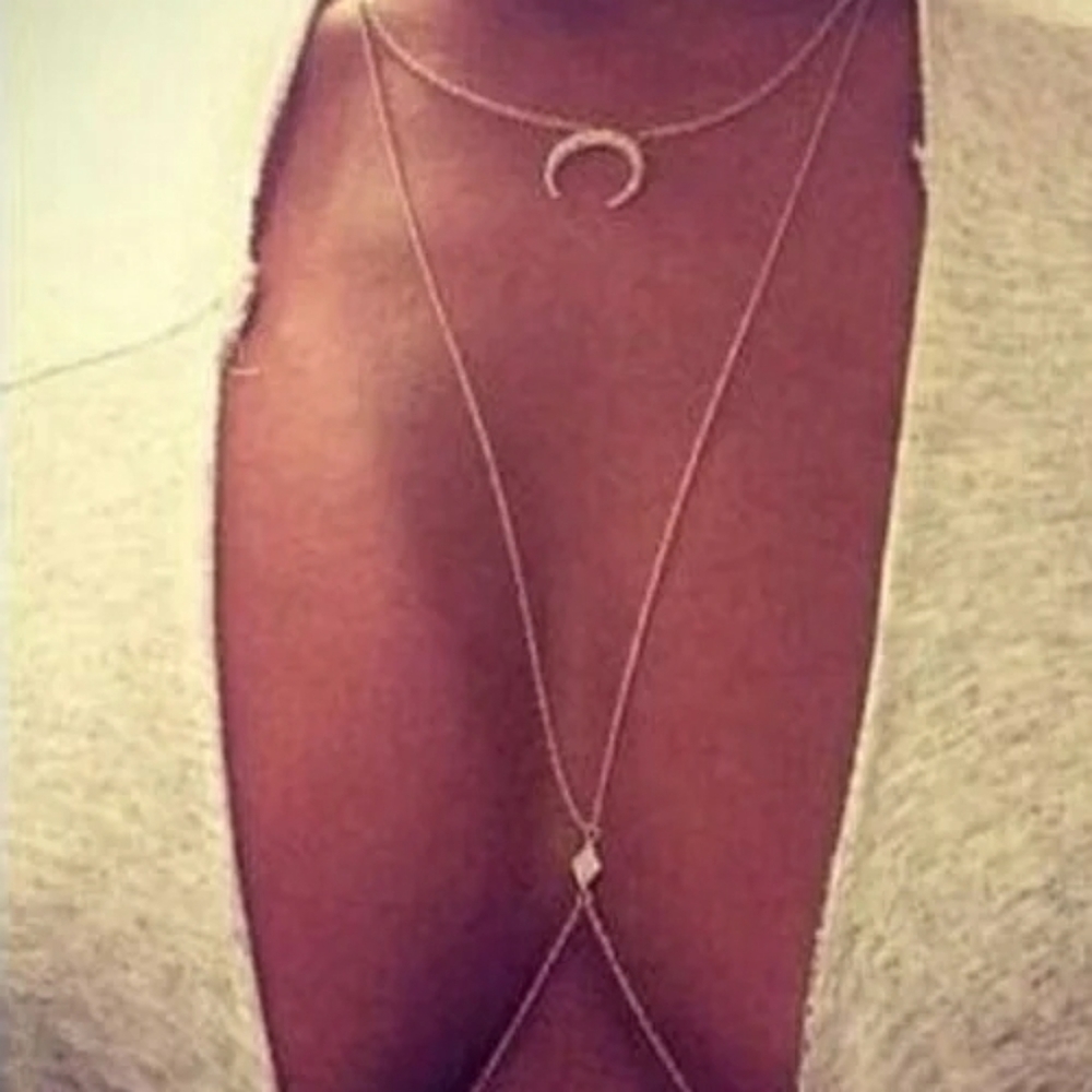 JUST IN Crystal Crescent Moon Body Chain